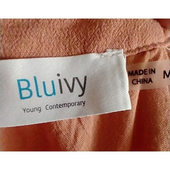 BluIvy Womens Jumpsuit Terracotta Orange/Clay Jewel Neck Wide Leg  - Med NWT - Picture 9 of 10